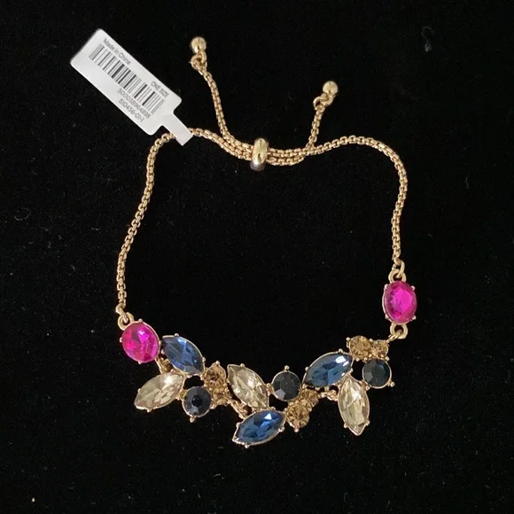 NWT Banana Republic Multi Color Gemstone Bolo Slide Bracelet - Picture 3 of 4